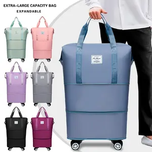 Extra Large Expandable Travel Duffel Bag - Durable Oxford Cloth, High Quality &, 3-Layer Design, Foldable with Omnidirectional Wheels, Zippered Luggage with Fixed Shoulder Straps, Expandable Suitcase | Sleek Travel Bag | Fabric, Luggage for Travel