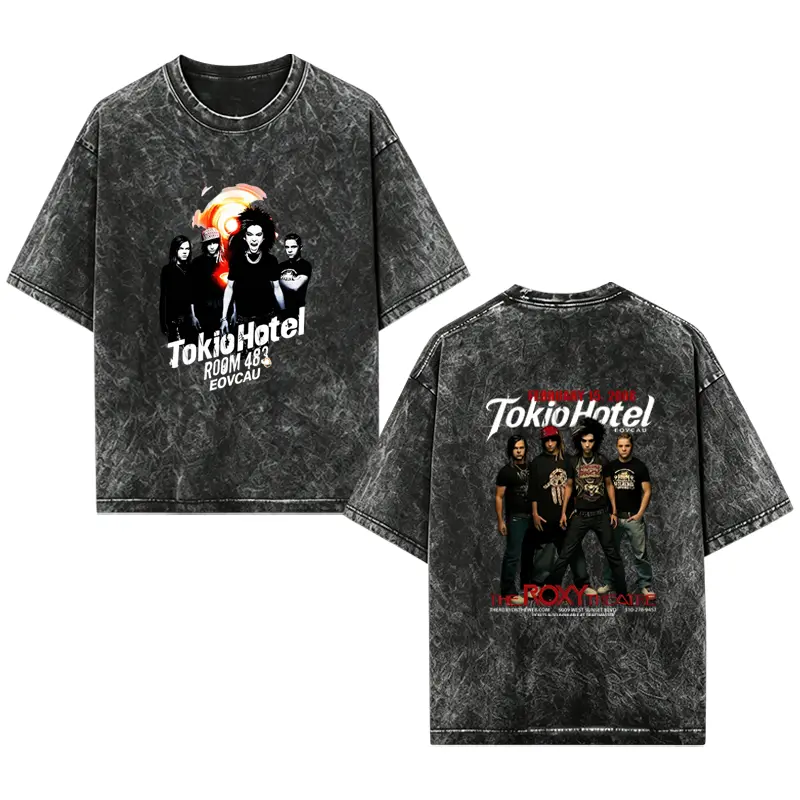[EOVCAU]Rock Band Tokio Hotel Graphics acid wash Short Sleeve T-Shirt,band music Gift Albums,Unisex，Tokio Signature Bootleg 90s T-Shirt，Summer country concert outfits,Y2K Pop-Punk Streetwear T-Shirt，Tokio Hotel "Room 483" Quote Tee，Unique Music Fan Gift