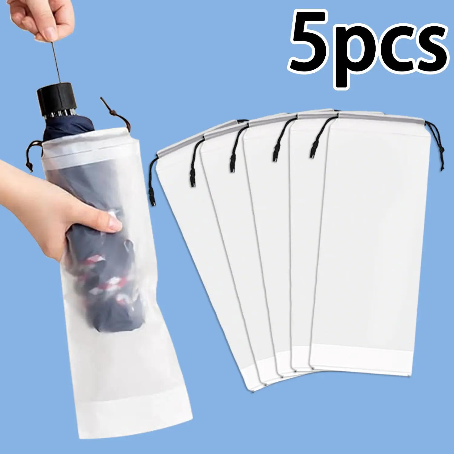 10pcs/5pcs Pe Matte Drawstring Umbrella Storage Bag, Reusable Portable Organizer for Umbrellas, Phones, Water Bottles, Outdoor Gifts