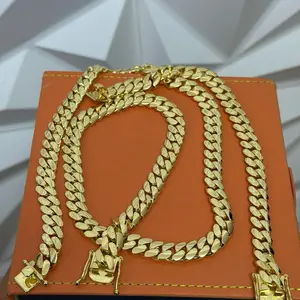 Cuban Link chain and bracelet 10mm gold bonded
