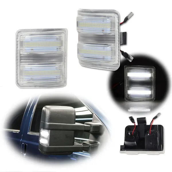 2PCS Clear Lens White LED Side Mirror Marker Signal Lights For Ford F250 F350 F450 F550 1999-2016 Replace OEM 7C3Z13776A, 7C3Z13776B, 7C3Z13776C, C2AZ13466C, 7C3Z-13776-A, 7C3Z-13776-B, 7C3Z-13776-C, 7C3Z-13776-D, 1448141, 1448140