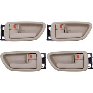 4Pcs Interior Door Handles W/Bezel (Beige) Compatible with 2000-2007 Toyota Sequoia, 2000-2004 Avalon, 2004-2006 Tundra(Crew Cabs Only) - for Four Full-Sized Doors