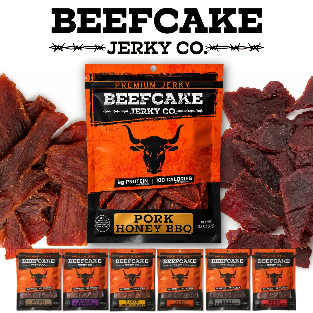 BeefCake Jerky - Thick Cut Tender Pork and Beef Jerky - Protein Snacks Dried Meat BeefCake Jerky - Thick Cut Tender Pork and Beef Jerky - Protein Snacks Dried Meat