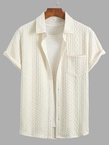 men's regular fit textured pocket button front shirt without tee, casual streetwear short sleeve collar shirt for summer, fashion men's clothes for daily wear, shirts for men, 2000s shirts, outfits for school top, vacation clothes