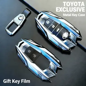 Toyota Car Key Case Metal Key Cover Scratch-Resistant 3-layer Protection Elegant Contoured Design for Toyota Key with Free Wristband
