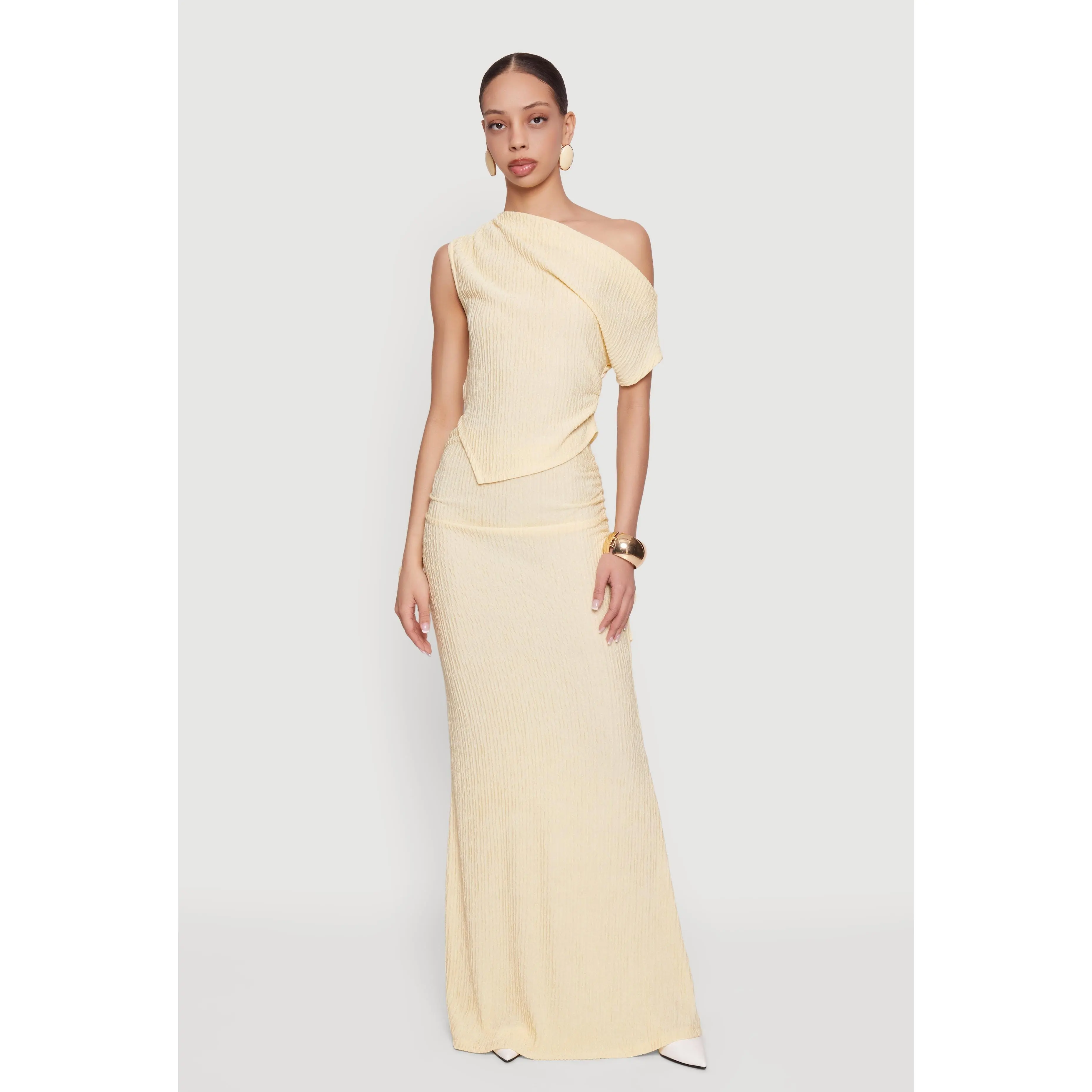 High Waisted Side Ruched Mermaid Maxi Skirt