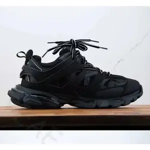Men's Chunky Track Dad Sneakers - All-Black Retro Futuristic Athletic Shoes