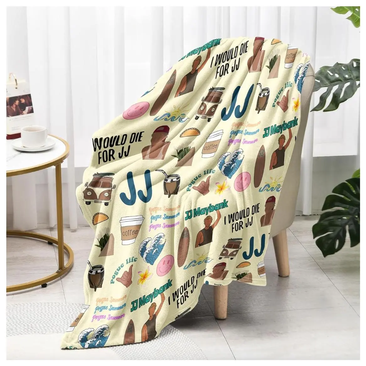 Movie-themed gift, date-themed flannel blanket, ultra-soft single-sided OBX blanket, suitable for all seasons, warm and comfortable, suitable for sofas, chairs, beds, offices, and homes, making it an ideal gift for fans, men and women.