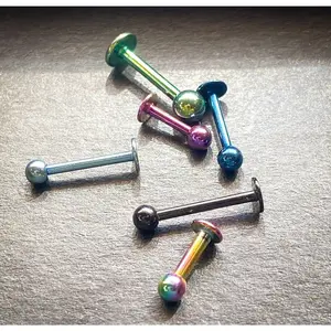 1pc Titanium Ion Plated Ball Labret 316L Surgical Steel Monroe Stud Lip Ring