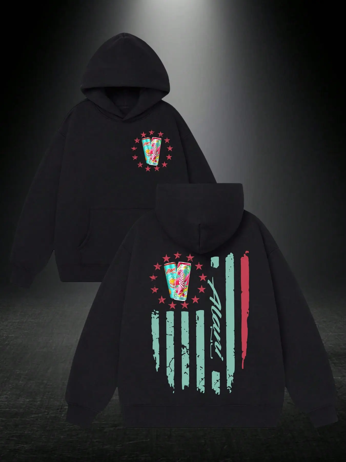 Alani American Flag - Inspired Energy Drink Hoodie - Sweatshirt, Women's Graphic Sweatshirt, Cute Fall Outfit, Casual Streetwear Gift, Gift For Women, Gift For Girl Friend, Full Size, Full Color Comfy Cotton