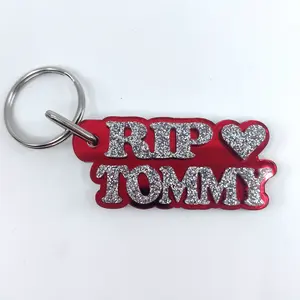 R.I.P Memorial Custom Keychain with Heart | Personalized Name & Background | Remembrance Keepsake Gift | Loss of Loved One Tribute Key Ring