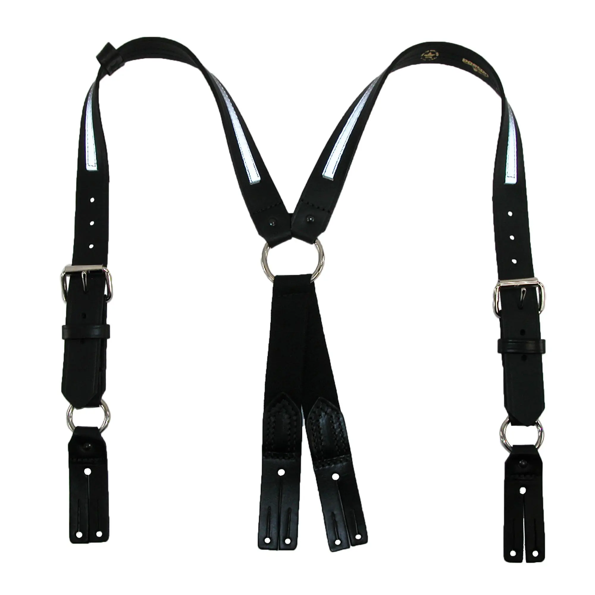 Boston Leather Heavy Duty 1.5 in Adjustable Button-Ended Reflective Work Wear Fireman Suspenders