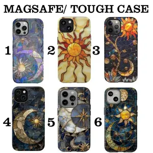 [Magsafe , Tough Case] Sun Moon Celestial Faux Stained Glass Collection Printed Tough Phone Case for iPhone17Pro 17Promax 16 15 14 13 12 11