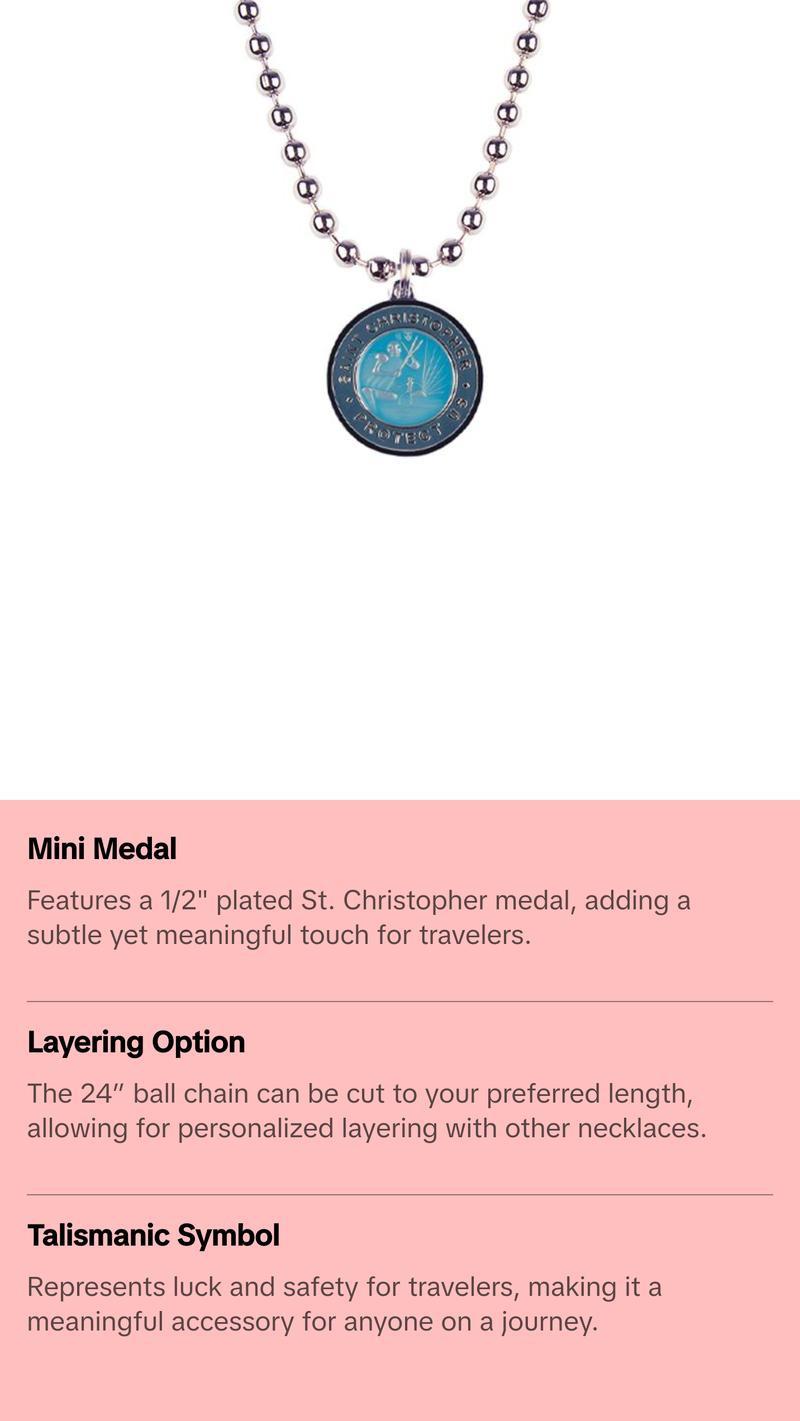 St. Christopher Necklace - Light Blue/ Denim