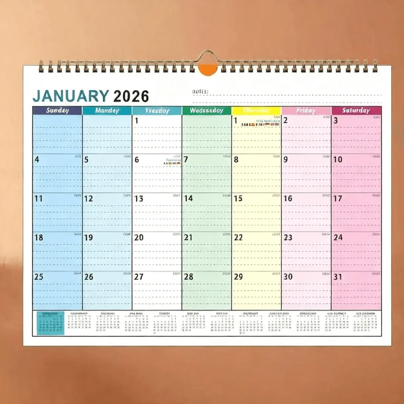 Hanging Calendar, Monthly Wall Calendar, Desk Standing Calendar, From January 2026 To June 2027, For To Make Weekly Planner, To Do Lists, Can Tear-Off, With Large Writing Area, For Home, Office, For Family, Friends