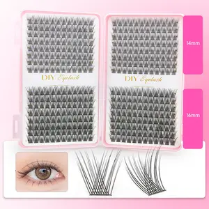 False eyelash book, naturally enlarging eyes, thick eyelashes, Natural Lash Clusters Wispy Cluster Eyelash Extensions 384pcs Individual Lashes 14-16mm C-Curly DIY Lash Extension Natural Look Soft Thin Band Cluster Lashesdaily makeup products for women