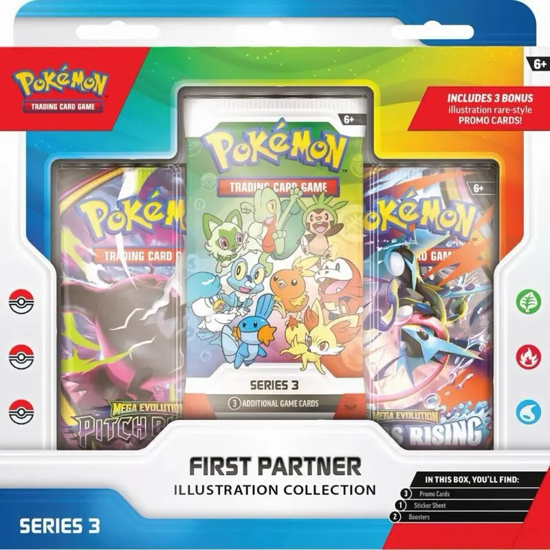 Sealed Pokémon First Partner Illustration Collection (Series 3) Non-Sports Trading Card Pack, Character Art Collectible, Ideal Card Gift for Adults, Box Set