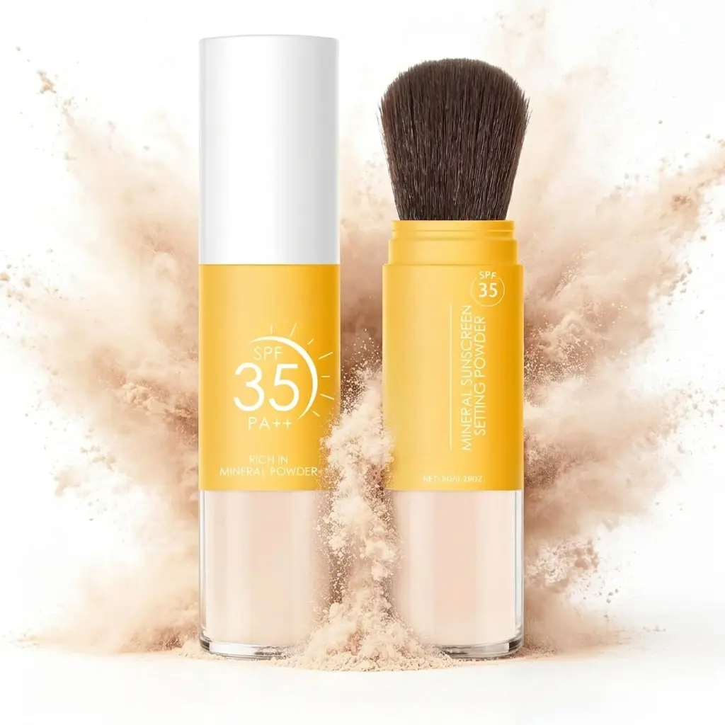 Mineral Sunscreen Powder for Face & Scalp Hair, SPF 35 Scalp Sunscreen, Hair Sunscreen Spf Powder Lasting Oil Control Matte Loose Powder, Lightweight Breathable for All Skin Type, Translucent