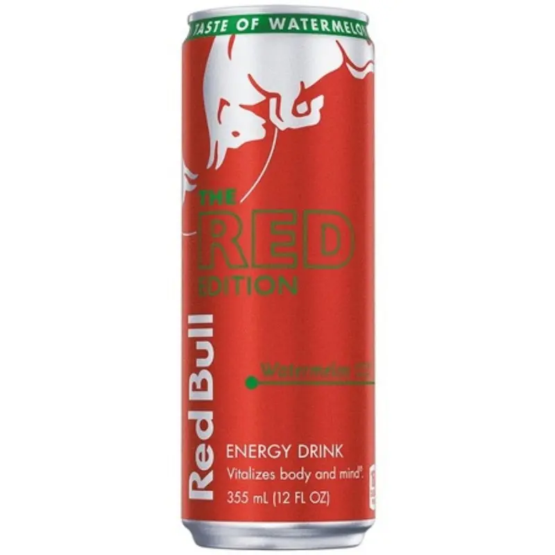 Red Bull Watermelon Red Edition Focus Energy Drinks - 5ct 12oz Bulk Multipack, Caffeinated Refreshing Performance Beverage for Active Lifestyle, Summer Flavor Wholesale Supply