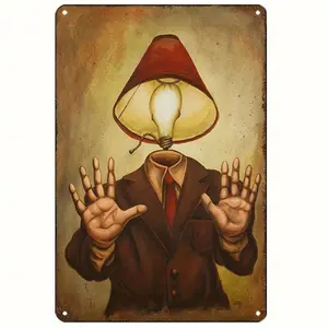 2D Flat - Decorative Signs& Plaques2D, Decorative Metal Tin Signage - Iron Frescoes for Interior And Exterior, Pre-Perforated, Waterproof, Rustic Home And Garden Decoration, Suitable for Cafes, Bars, Courtyards, Porches - Unique A