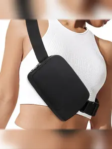 Lulu Same Style Nylon Waterproof Waist Bag, Sporty Crossbody Chest Pack for Outdoor Running, Portable Unisex Wristlet Pouch, All Seasons, Trail Running