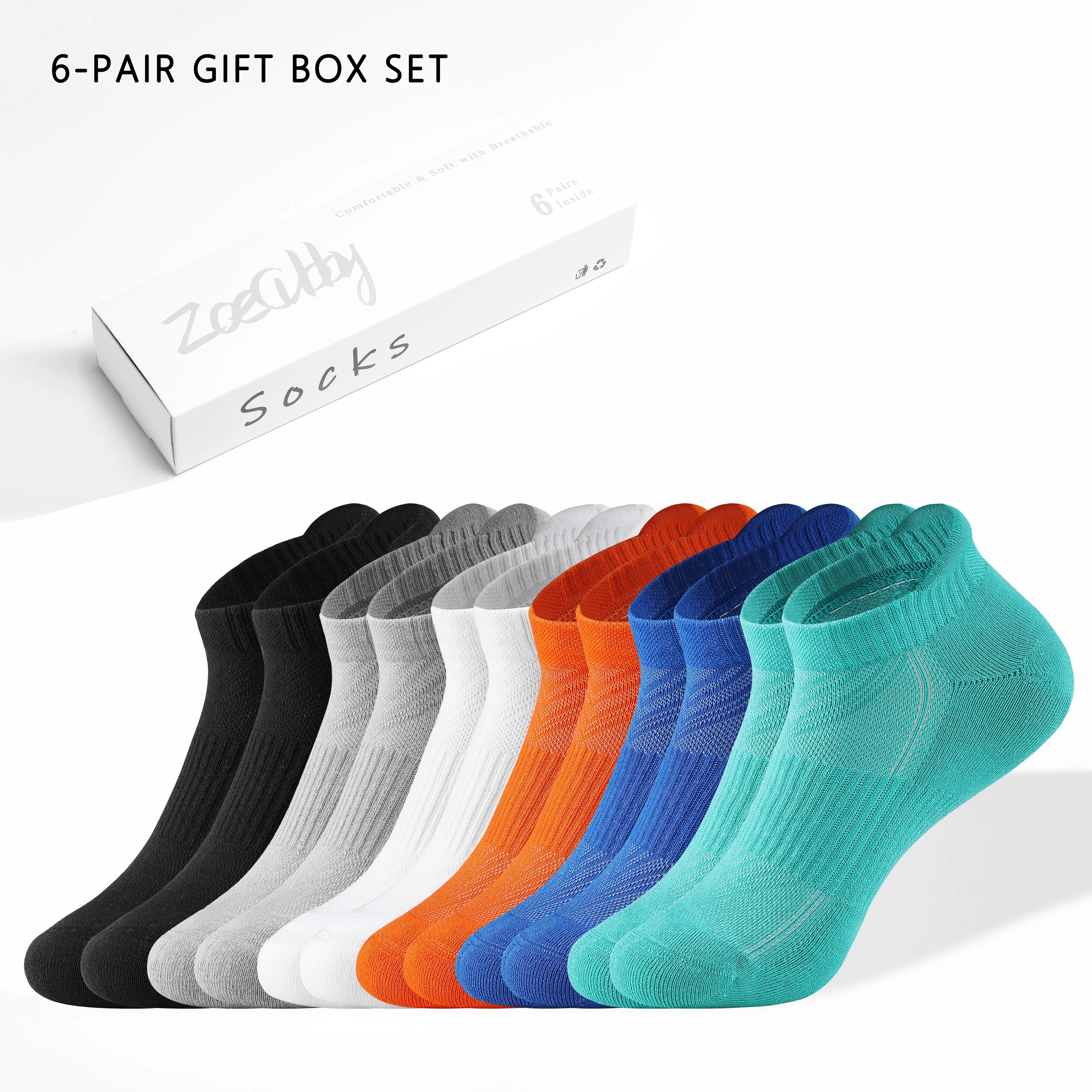 6-Pack Cushioned No-Show Athletic Socks for Men Women, Arch Support, Breathable Cotton Mesh, Non-Slip Heel, Moisture-Wicking Socks for Running Gym Workouts Daily Wear grip socks soccer Sports Socks