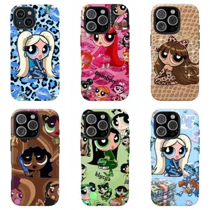 Pow.er.pu.f Gi.rls Y2k Phone Case, Leopard Print Sweet and Cool Cartoon Anti-Drop Protective Cover, Suitable for Men and Women (Gift Idea)for iPhone 16/15/14/13/12/11/17 ProMax Plus for Samsung phones， an excellent choice for Christmas and Thanksgivi