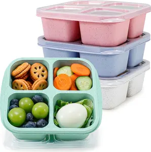 4 Pack Bento Snack Boxes Lunchable Containers for Kids & Adults Tableware