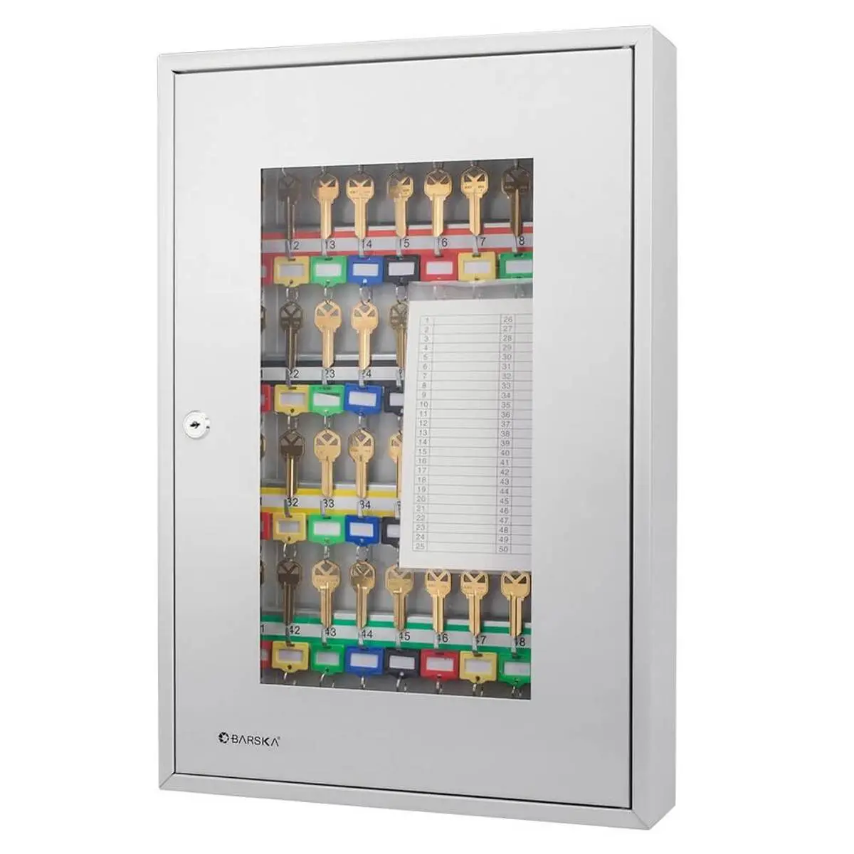 Barska 50 Position Key Cabinet with Glass Door, Gray