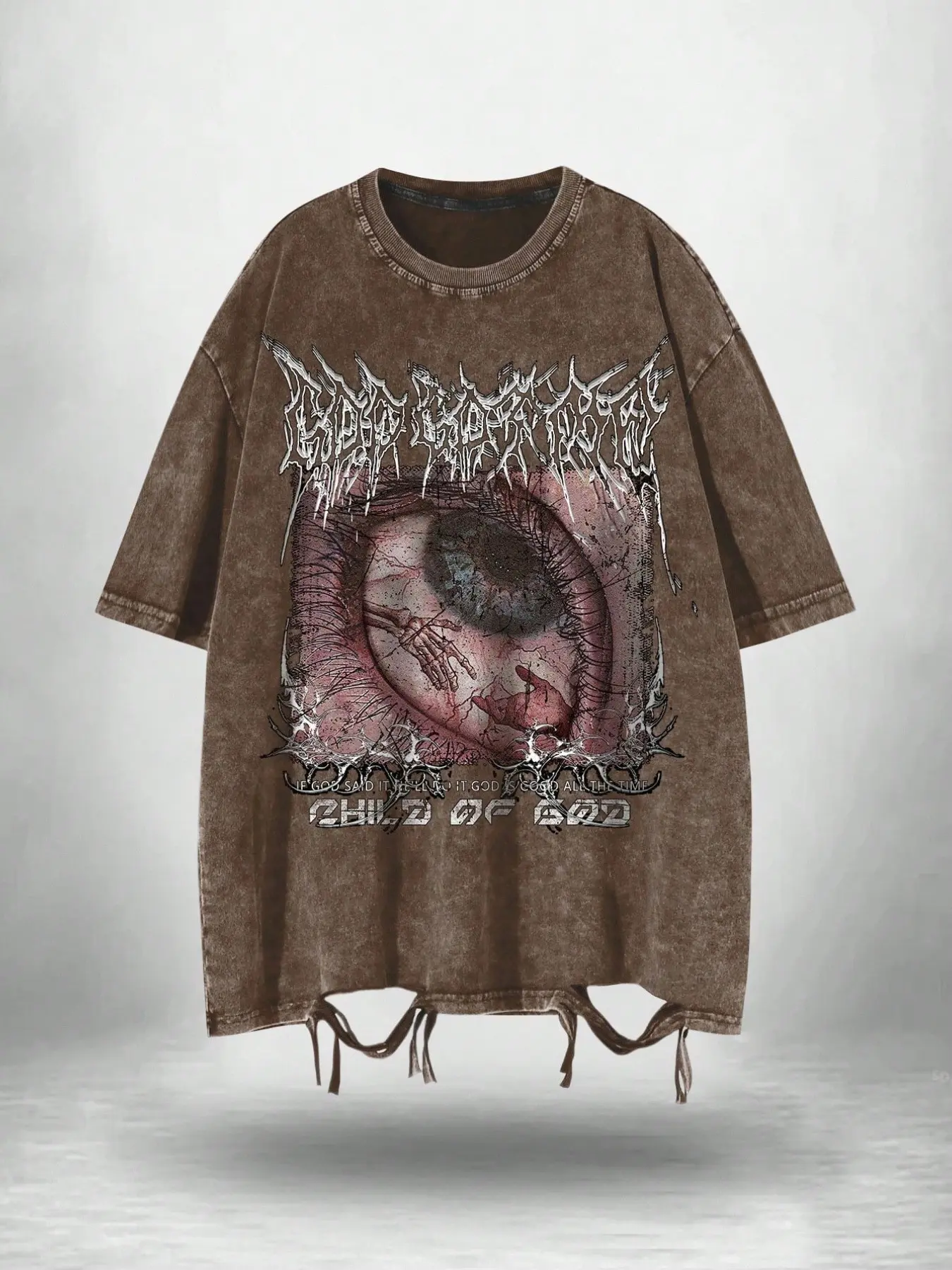 Y2K Grunge Child of God T-Shirt, Vintage Washed Eye Print Graphics 