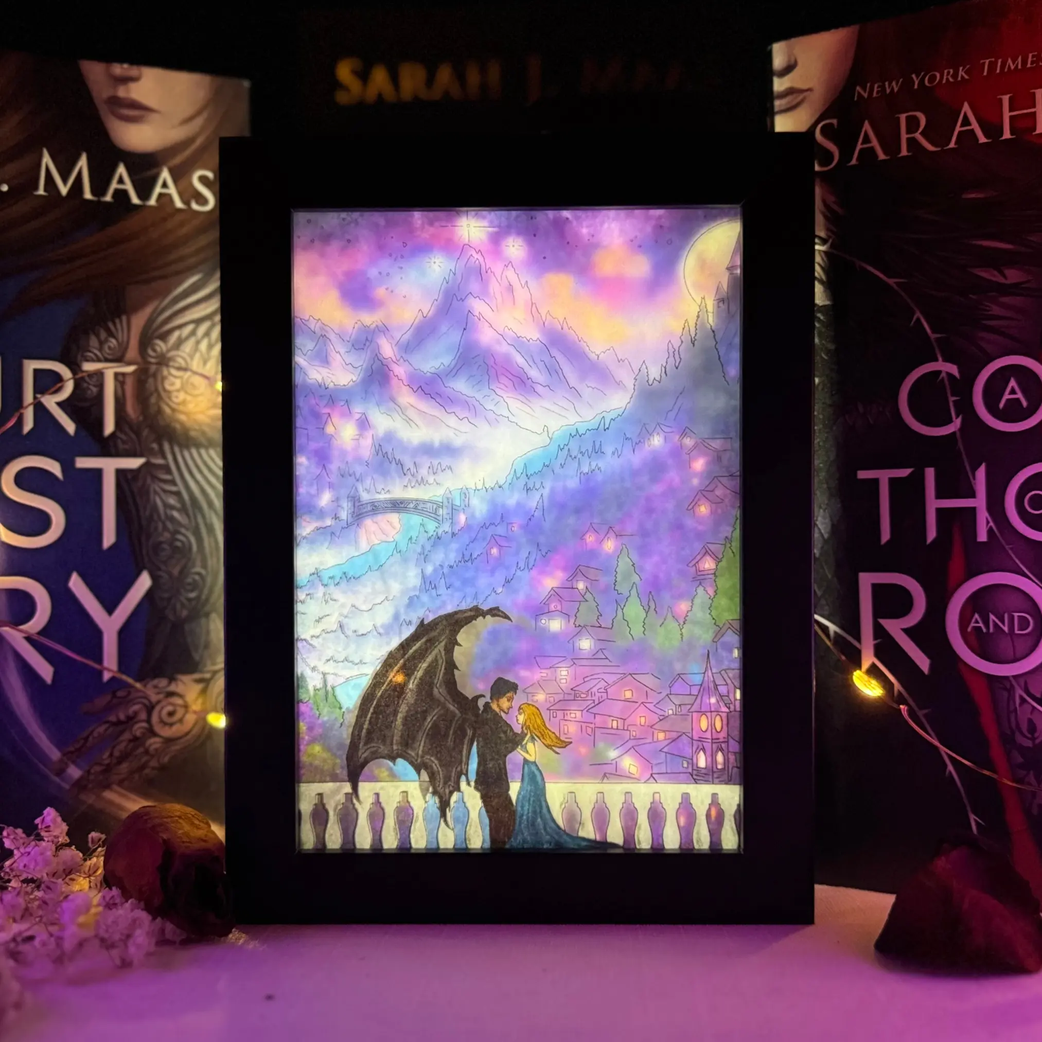 City of Starlight | Picture Box by FaebleBound | Backlit Book Nook | Bookish Inspired Bookshelf Decor