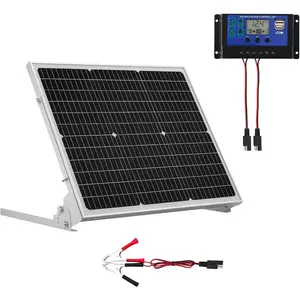 VEVOR 20W 12V Solar Battery Trickle Charger Maintainer, Mono Solar Panel Battery Charger with Built - in MPPT Controller Adjustable Mount Bracket, IP65 Waterproof for Car Boat RV Trailer House RoofVEVOR Super Brand Day