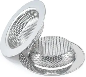 2 Pcs Sink Strainer Set for Most Kitchen Sinks Upgraded Double Layer Safe Design with 2MM Holes for Smooth Water Flow 4.5 Inch Outer Diameter