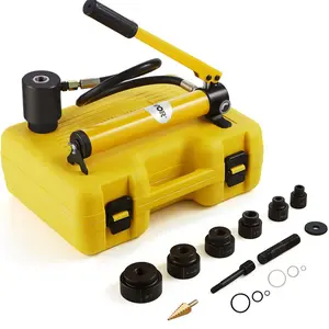 summervibes VEVOR Hydraulic Knockout Punch Kit, 10 Ton 1/2 to 2 Conduit Hole Cutter Set, KO Tool Kits with Puncher 6 Piece, Metal Sheet Driver Tools, For Aluminum, Stainless Steel, Brass, Fiberglass and Plastic, 6-Pieces, Conduit Cutting