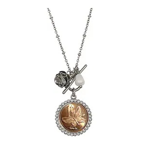 American Coin Treasures Butterfly Coin Rose Toggle Pendant