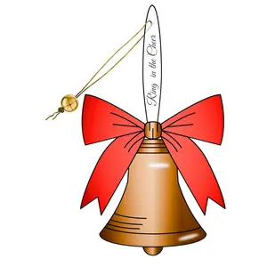 Royalty Art Acrylic Bell-Shaped Christmas Ornament – 7” Tall, Red Bow and Gold Hanging String, Ring in The Cheer Design – Clear Holiday Tree Decor, Classic Yet Modern Christmas Decoration