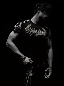 New Men's Fitness Sports Short Sleeve T-Shirt, Gym Shirts, Slim Fit Breathable, Outdoor Running Training, Quick Dry Elastic Cycling Top