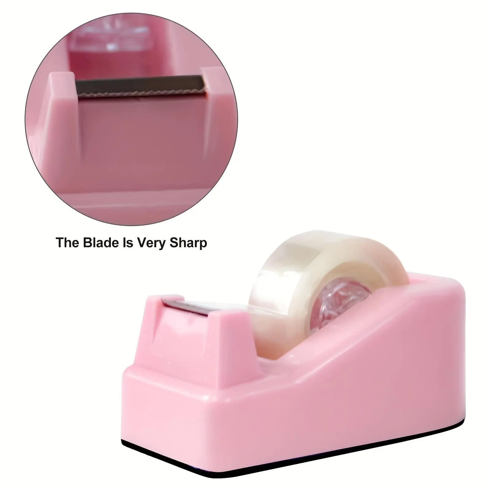 Add a Pop of Color to Your Desk with this Pink Tape Dispenser, Blade and Weighted Nonskid Base (Tape Not Included)
