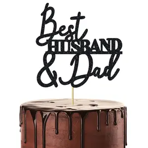 1pcs Best Husband & Dad Cake Topper Happy Birthday Cake Toppers Father Birthday Party Decorations For Men Party and Happy Father's Day Party Decorations Supplies