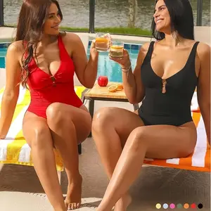 One Piece Swimsuit Tummy Tucking Bathing Suit Swimwear Plus Size Plain Color High Cut with Removable Pads Summer New Arrivals Summervibes