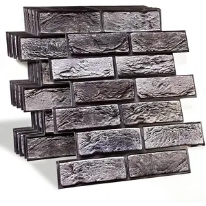 Faux Brick Wall Panels,3D Wall Panel Peel and Stick,3D Brick Wallpaper,10 PCS 11.8 x 11.8 Inch,Faux Brick Foam Self Adhesive Textured Medieval for Living Room Bedroom Cover 8.46.Sq.Ft.