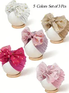 3 Pcs Candy Color Cute Infant Baby Bow Hat, Princess Girls Hair Accessories, Suitable for Everyday & All Seasons（0-3Y）