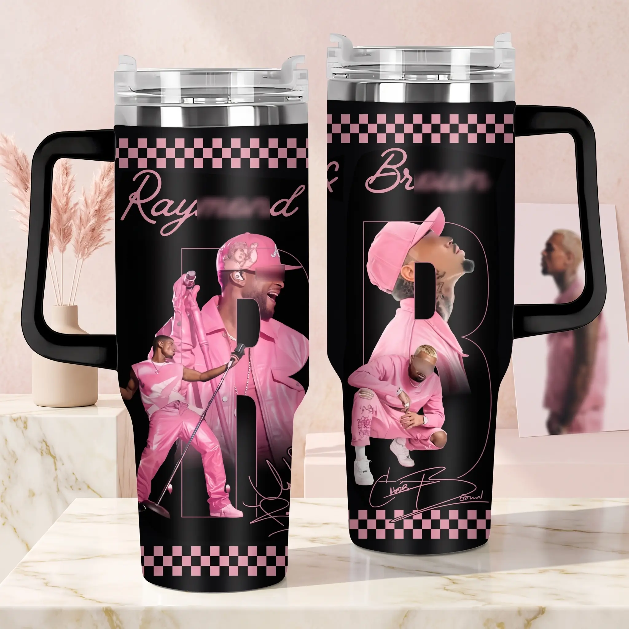 [Elysian Sip] - Raymond & Brown The R&B Tour 2026 Vintage Music Aesthetic 40/30/20oz Stainless Steel Tumbler with Handle – R&B Fan Insulated Mug V2, Tour Style Cup, Retro Urban Design, Leakproof Travel Gift