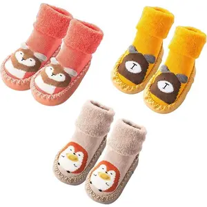 Baby Boy Girls Toddlers Moccasins Non-Skid Indoor Slipper Shoes Socks Booties with Grips non-slip toddler shoe nonslip toddlershoes zapatitos  bebé  walking  shoes sole winter warm knit fleece Velvet Bow Christmas swaddle  set newborn baby girl hat