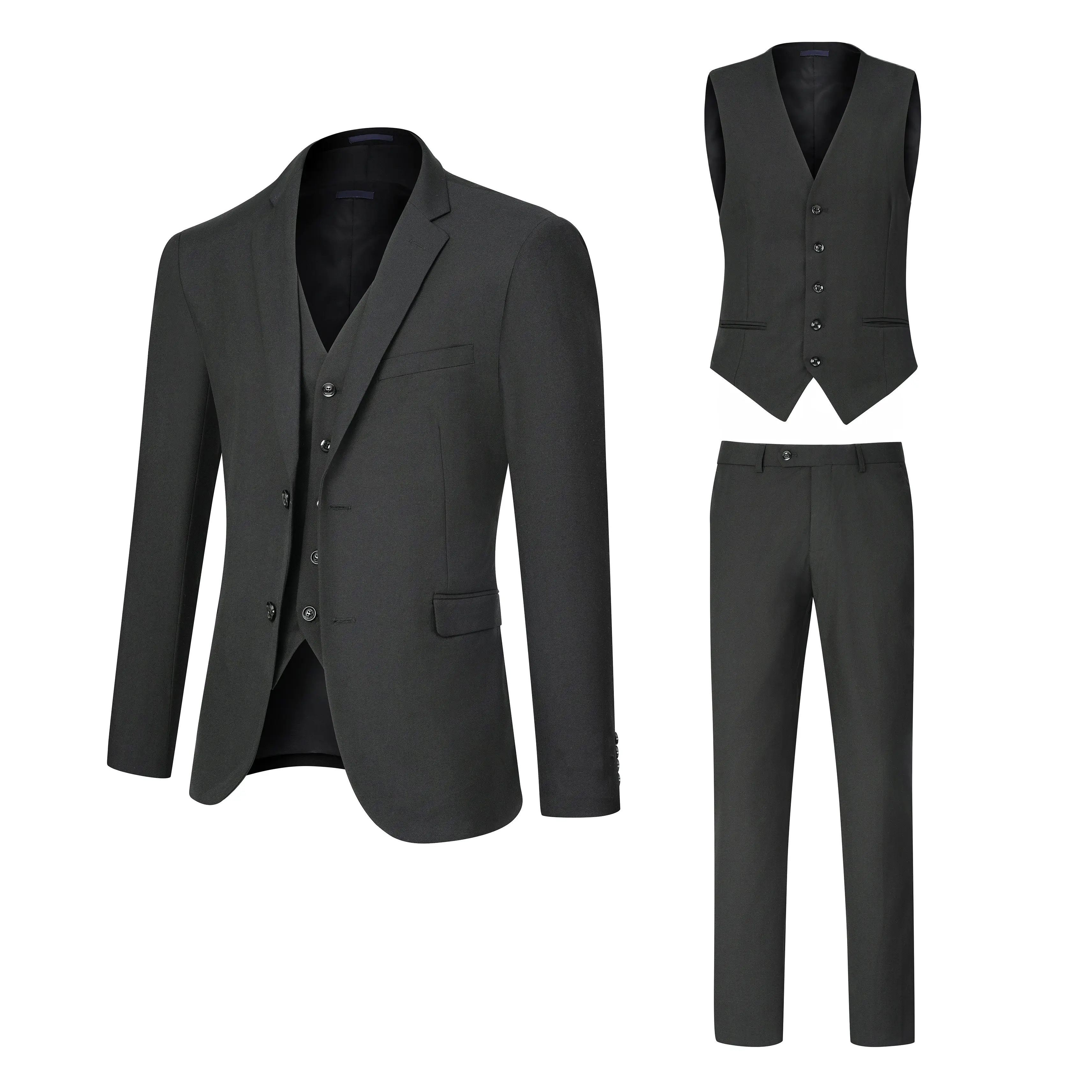 Men's 3 Piece Suit Blazer Vest Pants Formal Wedding Business Slim Fit Suit Set