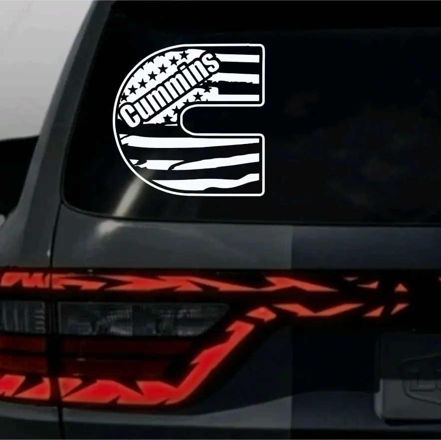 Cummins flag style We  decal, Vinyl Window Decal - Universal Car Sticker for Vehicle Windows, Boats, RVs, Office Desks & Laptops - Stylish Car Merch & Car Accessories