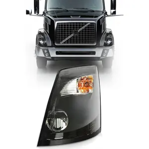 KUAFU LED Headlight Left for 2004-2018 Volvo VNL VNX VNM with Bulb Harness Replacement 82329590 82329124 22141241 Driver Side Clear Lens Black Housing