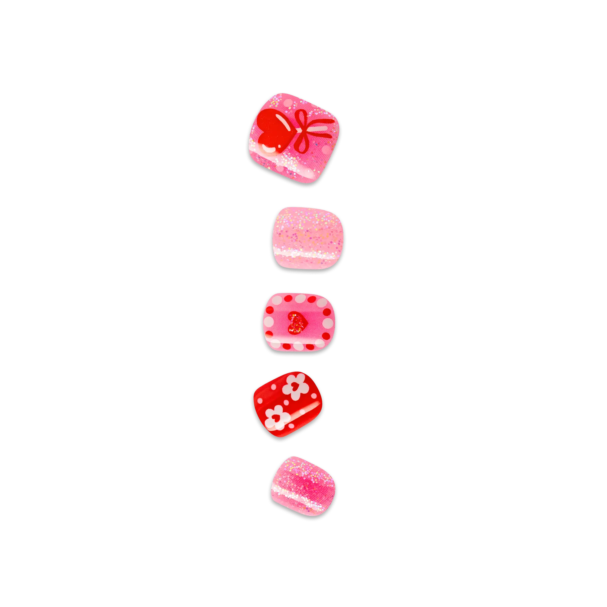 Impress Kids No Glue Fake Press On Nails - Candy Heart | Design, Red & Pink, Kids, Squoval, Manicure