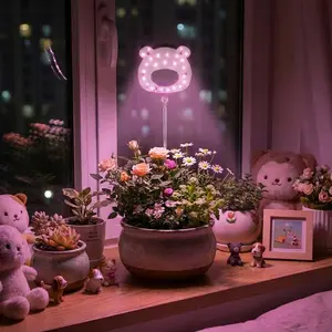 Bear Grow Light for Small Indoor Plants, Full Spectrum LED with 2/4/8H Auto Timer & 4 Dimmable Levels, Height Adjustable, USB Powered Bear Plant Light for Succulents, Vegetables,  Flowers in Desk, Home, Office, Let Plants Grow Vigorously