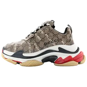 Gucci x Balenciaga Triple S Low-Top Sneakers for Women in Brown with Breathable Design